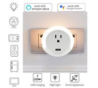 Prise intelligente WiFi avec veilleuse LED, prise US, télécommande, commande vocale, pour Alexa Google Home