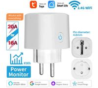 Prise intelligente WiFi EU 16A/20A avec fonction de surveillance de la consommation et de programmation, compatible avec les applications Tuya et Smart Life, fonctionne avec Alexa et Google Home 20A B