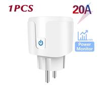 Prise intelligente WiFi EU 16A/20A,avec fonction de synchronisation du moniteur d'alimentation,contrôle par application Tuya Smart Life,fonctionne avec Alexa Google - Type 20A Power Monitor-Ue Plug