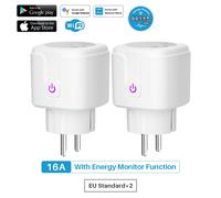 Prise intelligente WiFi EU 16A,moniteur d'alimentation,fonction de synchronisation,application Tuya SmartLife,contrôle,fonctionne avec Alexa Google Assistant Yandex - Type 2 Pcs-Ue Plug
