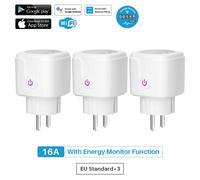 Prise intelligente WiFi EU 16A,moniteur d'alimentation,fonction de synchronisation,application Tuya SmartLife,contrôle,fonctionne avec Alexa Google Assistant Yandex - Type 3 Pcs-Ue Plug