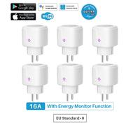 Prise intelligente WiFi EU 16A,moniteur d'alimentation,fonction de synchronisation,application Tuya SmartLife,contrôle,fonctionne avec Alexa Google Assistant Yandex - Type 6 Pcs-Ue Plug