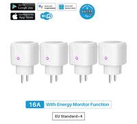 Prise intelligente WiFi EU 16A,moniteur d'alimentation,fonction de synchronisation,application Tuya SmartLife,contrôle,fonctionne avec Alexa Google Assistant Yandex - Type 4 Pcs-Ue Plug