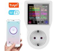 Prise intelligente WLAN Tuya avec indicateur de consommation d'énergie - Compteur d'énergie avec écran couleur 2,4" & contrôle à distance par application - Prise intelligente WiFi