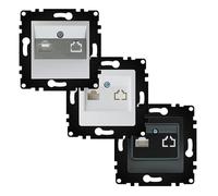 Prise Internet - Module de connexion avec 1 port, disponible en blanc brillant, noir mat et gris, dimensions 68 x 68 x 40 mm *