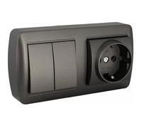 Prise + interrupteur mural - Solera - Multicolore - Rectangulaire - Intérieur - Electrique