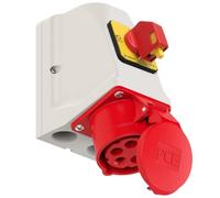 Prise KOMBI avec interrupteur 0-1 M25 16A 5P 400V Rouge IP44 915-6w Pcs 5907711106418