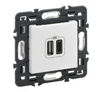 Prise Legrand avec 2x USB Type C Full Device Blanc - 741232