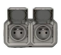 Prise Legrand Plexo gris en saillie, lot de 2