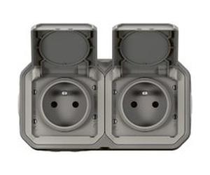 Prise Legrand Plexo gris en saillie, lot de 2