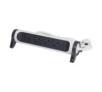 Prise Legrand Premium 4x2P avec cordon de 3m - Noir Blanc (Prise européenne) - 049459 [5 Pièces]