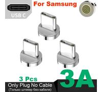 Prise Magnétique Ronde 12 Gen 6a Pour Huawei Honor 3a Usb Type C Adaptateur De Charge Rapide Pour Iphone Samsung Xiaomi Oneplus - Type 3pcs For Typy-C (3a)