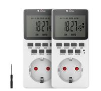 Prise Minuterie Électrique - 2 unités Contrôle Facile des Appareils, Écran LCD, Mode Aléatoire, Maison et Bureau (Version Française)