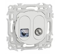 Prise mixte RJ45 Cat.6 STP + TV - Odace 2025 - Blanc craie SCHNEIDER