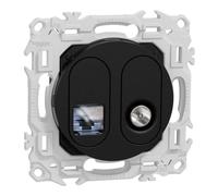 Prise mixte RJ45 Cat.6 STP + TV - Odace 2025 - Noir onyx SCHNEIDER