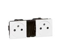 Legrand Double prise de surface Mosaic 077134 – Précâblées 2x2 modules 2P+T 16A Blanc