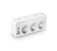 Prise Multiple avec Interrupteur Individuel, Multiprise USB C PD20W Charge | Multiprise Parafoudre 3 Prises Frontales,Triplite Electrique Rotative Verticale Horizontal,Adaptateur Triple Murale,16A,Blanc
