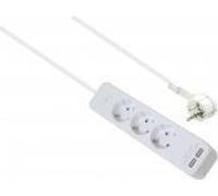 Prise multiple Helos ADVANCED, 3x, USB-Charger blanc, 1,5m, avec interrupteur