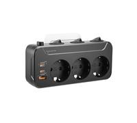 Prise Multiple Murale,Bloc Multiprise 3 Prises avec Interrupteur Individuel | Triple Prise USB Secteur, PD 20W Chargeur USB C Triplette Electrique Multiprise Parafoudre et Surtension, Noir