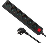 Maclean MCE195G 6 prises bande de puissance 5m avec commutateur multiples prises fiche bande protection de l'enfance Schuko 3500W