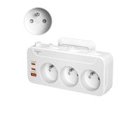 Prise Multiple USB C,Multiprise Murale 3 Prises Française avec Charge PD20W | Multiprise Parafoudre et Surtension,Interrupteur Individuel,Triplite Electrique Prise Rotative Horizontale et Verticale,Blanc