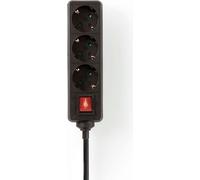 Prise multiprise | Type F (CEE 7/7) | 3 voies | 1,50 m | 3680 W | 16 A | Type de mise à la terre : contacts latéraux | 230 V CA 50/60 Hz | Angle de la prise : 45 ° | H05VV-F 3G1,5 mm² | Interrupteur m