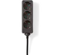 Prise multiprise | Type F (CEE 7/7) | 3 voies | 5,00 m | 3680 W | 16 A | Type de mise à la terre : contacts latéraux | 230 V CA 50/60 Hz | Angle de la prise : 45 ° | H05VV-F 3G1,5 mm² | Noir