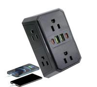 Prise Murale avec Ports USB - Multiprise Murale avec 6 Prises de Courant | Adaptateur Compact avec Ports USB, Utilisation Maison Voyage Dortoir École Hôtel Déplacement 9,5x7,5x3 cm