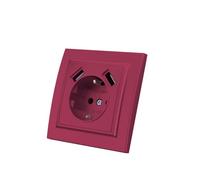 Prise Murale avec Prise Encastrable USB,2 prises USB,Prise murale d'intérieur 250V AC 16A,Prise de terre bois foncé,EP-10