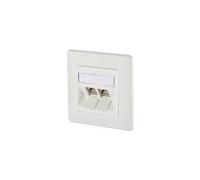 Prise murale BTR module C6A, Cat 6A, 270, 2-prises, encastrable, blanc pur RAL 9010