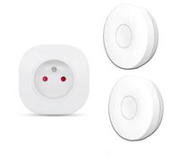 Prise murale commandée sans fil et sans pile - Qualité Pro - 2 télécommande radio auto alimentée + 1 prise EU 3000w