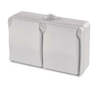 Prise murale double EMOS, blanche, IP44, A1397.3