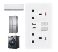 Prise Murale Électrique | Prises Électriques et Connecteurs - Extension avec 2 Ports et Convertisseur Double Chargeur pour Bureau Chambre Cuisine Extérieur Maison Salle de Bain