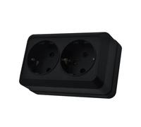 Prise murale encastrable,Prises electriques Standard,Prise murale d'intérieur 250V AC 16A,Prise double de terre noir