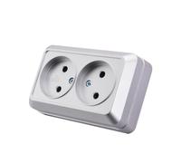 Prise murale encastrable,Set de prises murales électriques,Prise murale d'intérieur 250V AC 16A,Argent Prise double sans mise à la terre,MZ-05