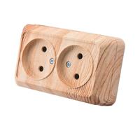 Prise murale encastrable,Set de prises murales électriques,Prise murale d'intérieur 250V AC 16A,Grain de bois blanc Prise double sans mise à la terre