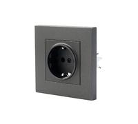 Prise Murale Encastrée à Terre Gris Anthracite - 250V 16A, Design Plat Carré, ABS Antichoc, pour Maison & Bureau