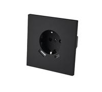Prise Murale Encastrée Haute Température/Antistatique Polarisée avec Terre - avec Port USB - ABS Antichoc Design Plat 5mm Noir Mat - 250V 16A AC pour Maison & Bureau - WESA