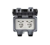 Prise murale extérieure double avec USB étanche résistante prise électrique avec boîte murale (double)