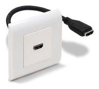 Waytex Prise murale HDMI Mosaic 80x80 femelle complète Plastron 45x45 F/F câble 20cm blanc