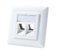 Prise murale LogiLink NK4020 double RJ-45 Cat.6 80x80mm pour réseau Ethernet blanc