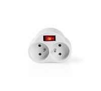 NEDIS Adaptateur de Prise de Courant - France/Type E (CEE 7/6) - 250V-50 Hz - Côté câble d'alimentation B: France/Type E (CEE 7/6) - 250 V - 50/60 Hz - 16.0 A - 3500 W - Blanc