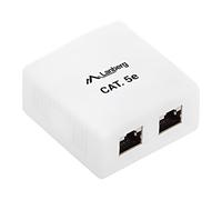 Prise murale OS5-0002-W blanche cat : 5e prise RJ45 x2 encastrée IP20 LANBERG