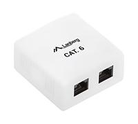 Prise murale OU6-0002-W blanche cat : 6 prises RJ45 x2 encastrées IP20 LANBERG