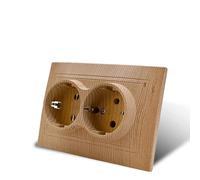 Prise murale pour montage encastré, ensemble de prises électriques murales, prises électriques murales intérieures 250 V AC 16 A,Double insert encastré et couvercle,Prise encastrée grain de bois prise