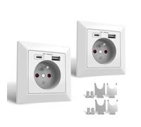 Prise Murale,Prise Multiple Usb Type A Et Type C Max2.8A,Prise Electrique 250V Charge De Tous Les Appareils Mobiles,Pour Bureau,Domicile,Ect.Blanc (2 Packs)[DYB984292]