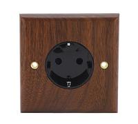 Prise Murale Rétro en Noyer Noir Interrupteur Simple Panneau de Prise Européen 16A 250V pour Appareils Électroniques Lampe Téléphone Chargeur