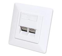 Prise murale RJ45 Cat6a STP - INTELLINET - 2 ports - Blindée - Blanc - Intérieur