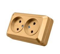 Prise murale saillie,Set de prises murales électriques,Prise murale d'intérieur 250V AC 16A,or couleur Prise double sans mise à la terre