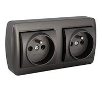 - Double prise française 2P+T 16A 250 V - en saillie noir graphite